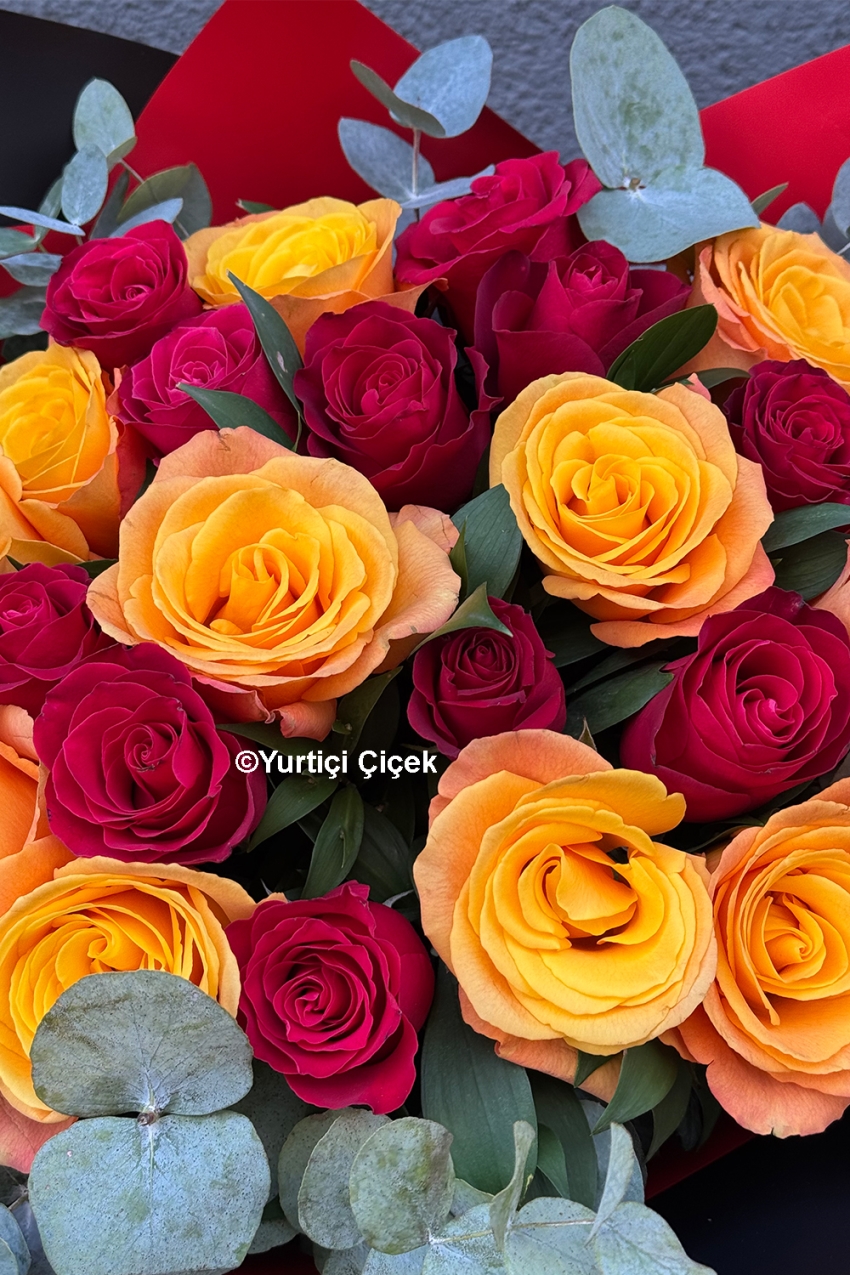 Yellow and Red Rose Bouquet